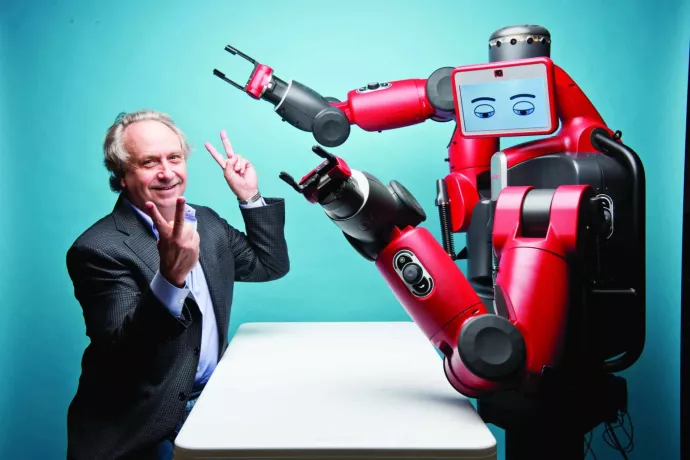 Werknemer met robot